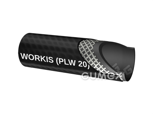 Tlaková hadice na vodu a vzduch WORKIS 20 (PLW 20), 13/21mm, 20bar, syntetická pryž/syntetická pryž, -30°C/+70°C, černá